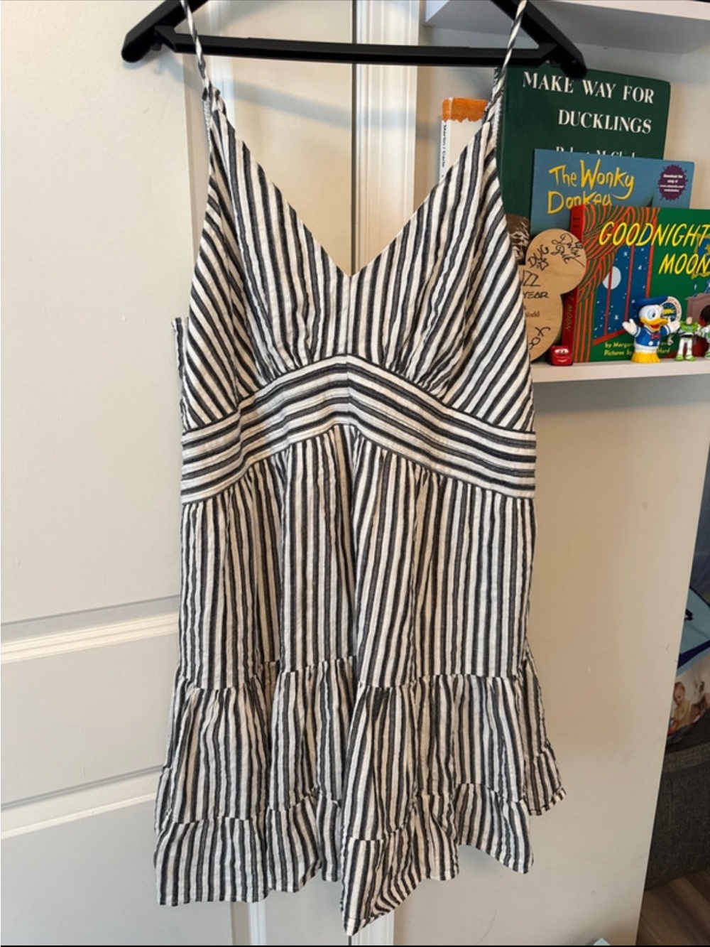 American Eagle Outfitters Black & White Striped Spaghetti Strap Dress